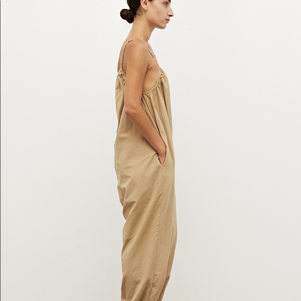 NWT Grade and Gather @ The King Kouture 100% Cotton Jumpsuit Caramel Brown Med - Picture 4 of 5